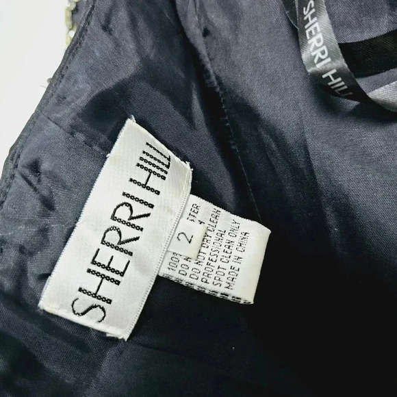 Sherri Hill black mermaid prom dress gown w gold beading 2 - Picture 2 of 13